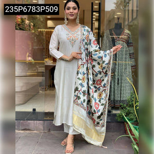 TRENDBUY Viscose Chanderi Embroidered Kurta Set with Dupatta