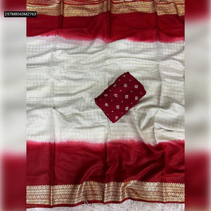 TRENDBUY Viscose Georgette 2D Color Chex Saree with Butti Blouse