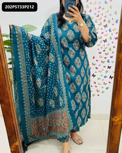 TRENDBUY Women's Cotton 60-60 Printed Kurta Set with Handwork & Dupatta
