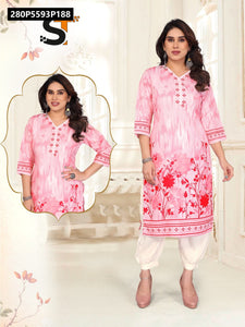 TRENDBUY Women's Digital Print Heavy Reyon Kurta with Afghani Pant Set