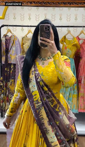 TRENDBUY Women's Elegant Kalamkari Print Cotton Lehenga Choli Set with Dupatta