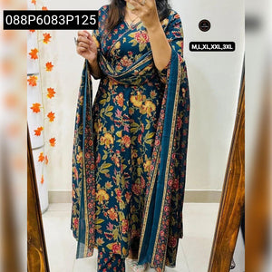 TRENDBUY Women's Floral Embroidered Tier Anarkali Kurta Set with Dupatta