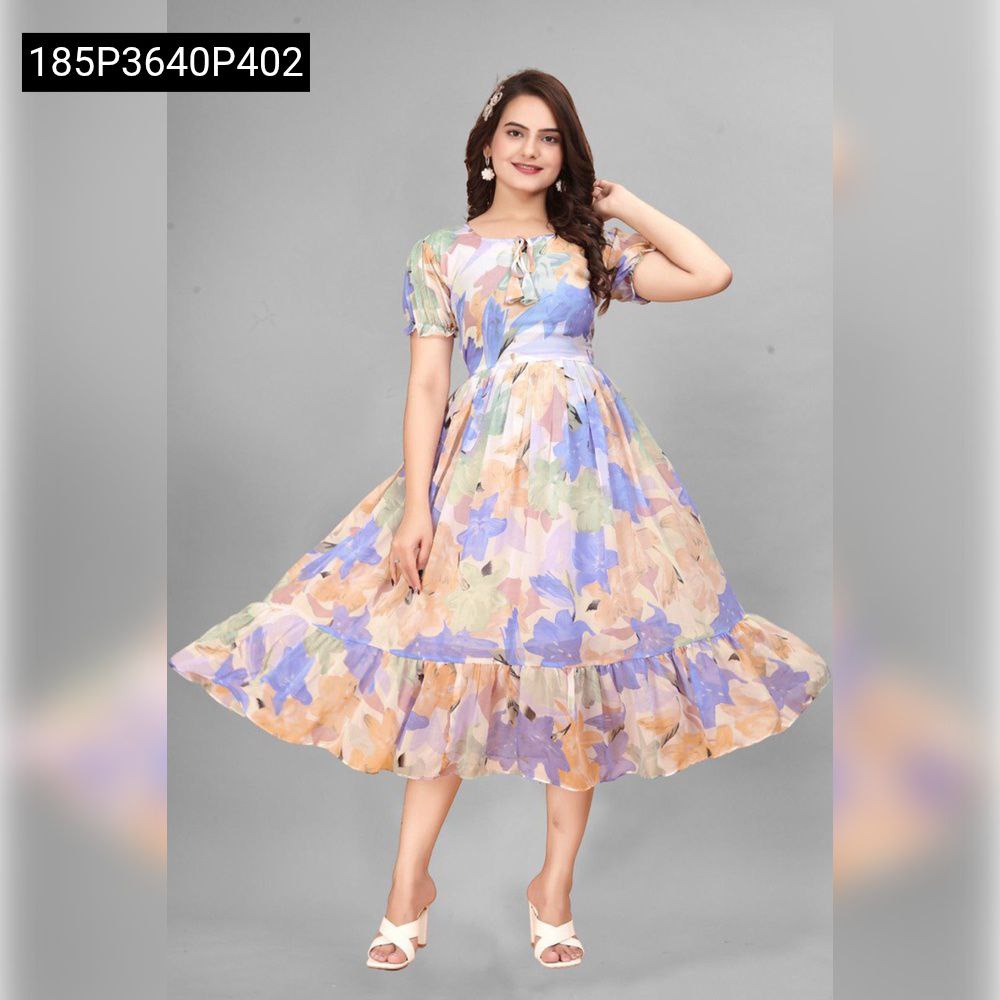georgette midi dress for women TRENDBUY Floral Georgette Midi Dress