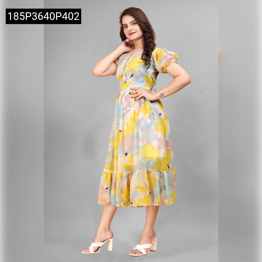 TRENDBUY Floral Georgette Midi Dress | Party Wear TREND BUY TRENDBUY Floral Georgette Midi Dress | Party Wear TREND BUY