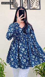 TRENDBUY Women's Floral Print Cotton Peplum Tunic Top