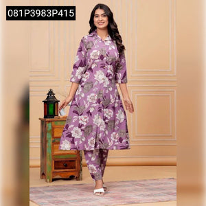 TRENDBUY Women's Floral Print Rayon Cotton Kurti Pant Set