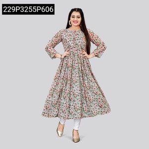 TRENDBUY Women's Georgette Floral Print Anarkali Kurti with Cotton Inner