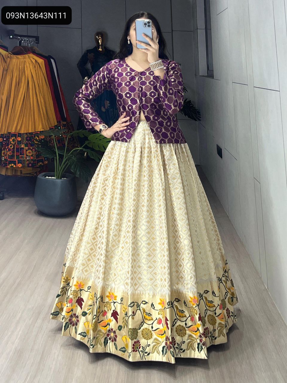 TRENDBUY Silk Paithani Lehenga Koti Set