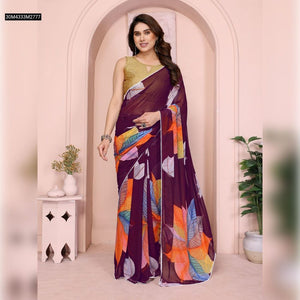 TRENDBUY Women's Printed Georgette Ready-to-Wear Saree with Lace Border & Blouse