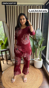TRENDBUY Women's Pure Cotton 60-60 Printed Top & Plazo Set with Pocket