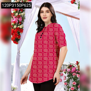 TRENDBUY Women's Pure Rion Cotton Printed Tunic Top & Short Kurti