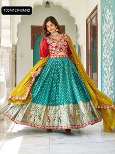 TRENDBUY Women's Silk Embroidered Lehenga Choli Set with Georgette Dupatta