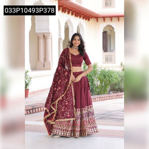TRENDBUY Women's Vichitra Silk Embroidered Lehenga Choli Set with Dupatta