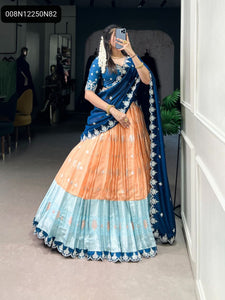 TRENDBUY Zari Kota Embroidered Lehenga Choli Set with Vichitra Silk Dupatta