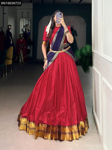 TRENDBUY Zari Weaving Half Saree Style Lehenga with Blouse & Dupatta