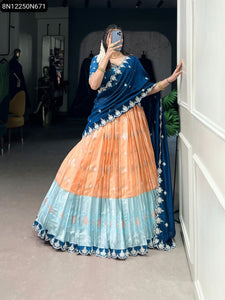 TRENDBUY Zari Weaving Sequins & Thread Embroidery Lehenga Choli with Dupatta