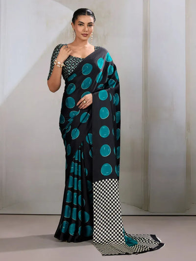 Trending Ajrakh Modal Satin Saree - Soft & Breathable for Festive Wear