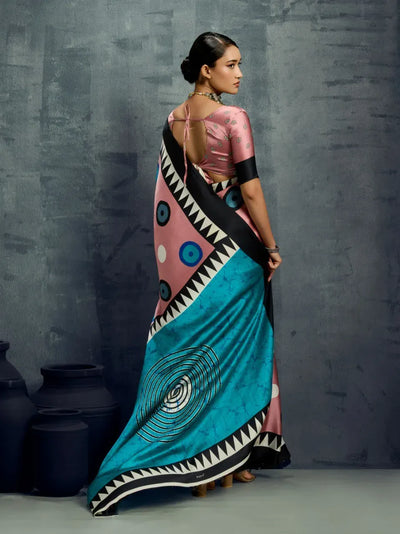 Trending Ajrakh Modal Satin Saree - Soft & Elegant for Women