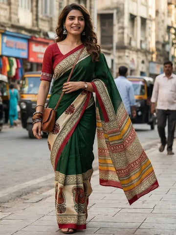 Trending Authentic Ajrakh Mulmul Cotton Saree for Women