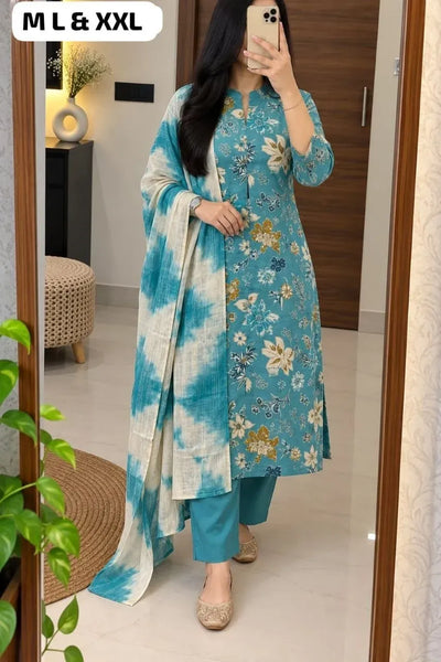 Trending Bamboo Cotton Kurti Set - Festive Wear with Dupatta | Sizes S-3XL