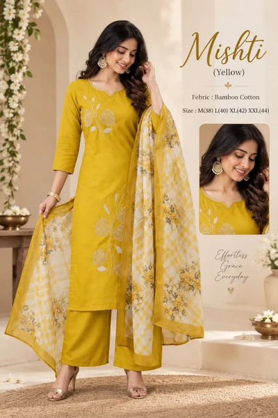 Trending Bamboo Cotton Suit Set - Designer Contemporary Fusion Wear for Women
