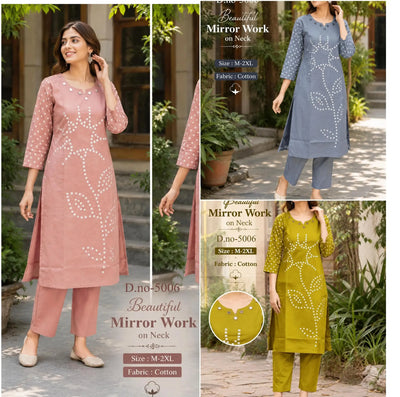 Trending Bandhani Cotton Co-ord Set with Mirror Work for Festive Wear
