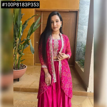 Trending Bandhej Shrug Lehenga Choli - Heavy Embroidery Festive Wear for Women