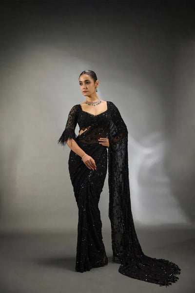 Trending Bollywood Sequins Saree - Heavy Embroidery Georgette for Wedding Season