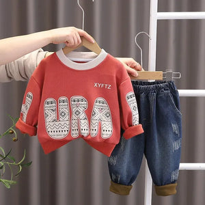 Trending Boys Cotton Suit Set - Soft Sweatshirt & Joggers Jeans for Kids 5-6 Years