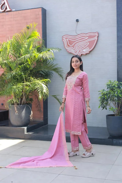 Trending Chanderi Cotton Kurti Set - Elegant Festive Wear with Dupatta