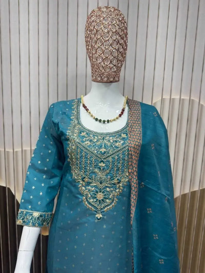 Trending Chanderi Cotton Kurti Set - Festive Wear with Dupatta | Sizes M-XXL