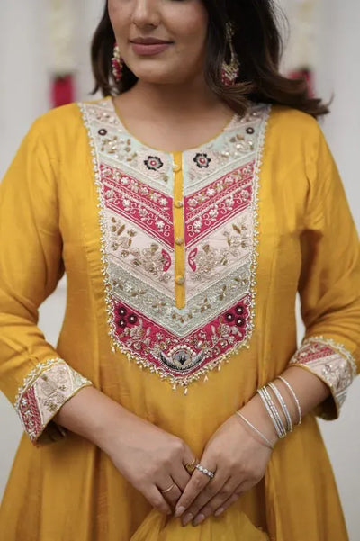 Trending Chanderi Kurti Set - Elegant Embroidery for Festive & Party Wear | Sizes S-XXL