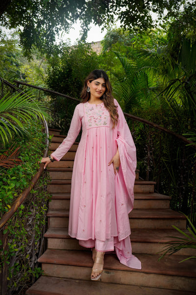 Trending Chanderi Silk Kurti Set - Festive Wear with Dupatta | Sizes S-XXL