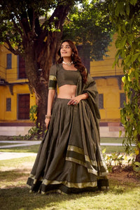 Trending Chettinad Cotton Lehenga - Zari Weaving Festive Look