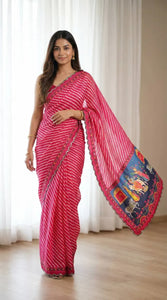 Trending Chinon GOP KANA Saree - Rich Aari Mirror Work for Women