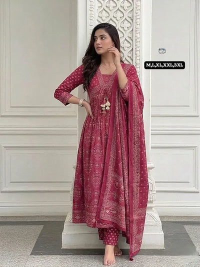 Trending Cotton Anarkali Kurti Set - Embroidered Festive Wear for Women