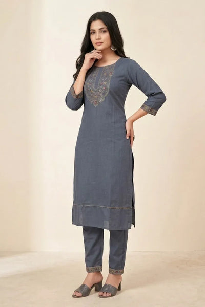 Trending Cotton Blend Kurta Set - Elegant Thread Work for Festive Wear