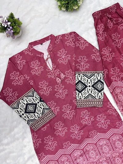 Trending Cotton Co-Ord Set - Designer Kurti with Pant for Women