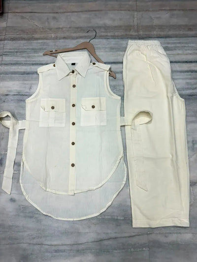 Trending Cotton Flax Cord Set - Elegant Casual Wear for Women