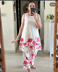 Trending Cotton Flex Kurti Set - Kantha & Floral Print for Women