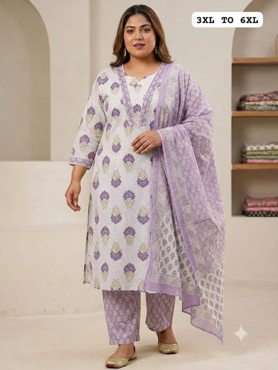 Trending Cotton Kurti Set - Festive Wear with Dupatta | Plus Size Collection
