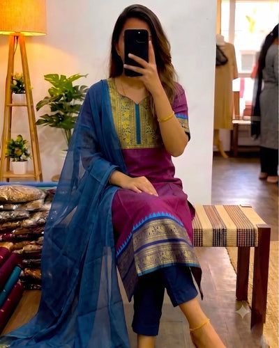 Trending Cotton Kurti Set - Festive Wear with Dupatta | Sizes S-3XL