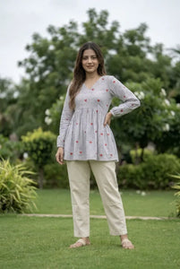 Trending Cotton Kurti Set - Heart Embroidered Festive Wear