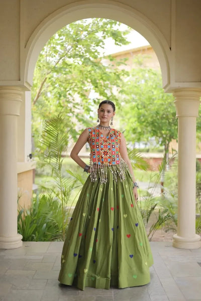 Trending Cotton Lehenga - Festive Wear with Embroidery for Navratri & Diwali