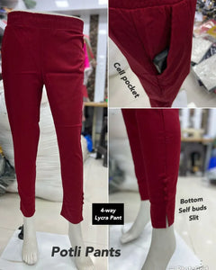 Trending Cotton Lycra Potli Pants - Cell Pocket Comfort for Women