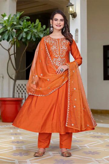 Trending CP Vichitra Embroidered Kurti Set - Festive Party Wear