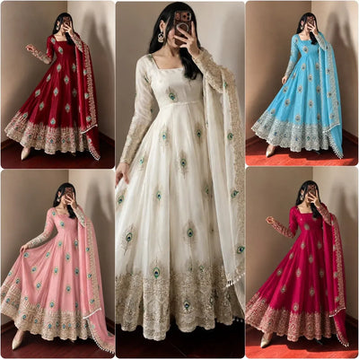 Trending Designer Gown - Heavy Embroidery Silk Set for Wedding Wear