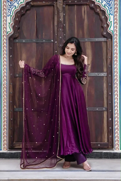 Trending Designer Gown - Upada Silk Heavy Work for Wedding Season