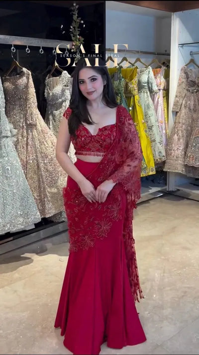 Trending Designer Lehenga Saree - Elegant Thread Work for Festive Events