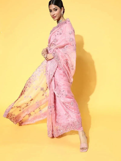 Trending Designer Organza Saree - Heavy Sequence Work for Parties